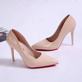 Color Small Fresh High Heels Patent Leather Stiletto Single Shoes Korean Sexy Pointed Pumps Black Professional Work