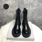 Ankle Boots for Women Shoes Leather Boots Fashion Platform Chunky Boots Booties Woman Lace Up Winter Fall