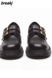 Size 35-40 Women Pumps Ins Fashion 2023 Spring Thick Heels Shoes For Woman Loafers Casual Office Lady Buckle