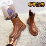 Autumn Winter Boots Women 2023 Platform Brown Black Ankle Boots for Women Retro Shoes Fur Short Chunky Punk