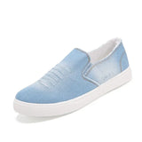 Summer Men Shoes Breathable Slip-on Cut-out Denim Casual Canvas Shoes Flat Heels