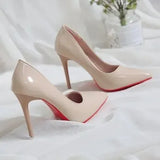 Color Small Fresh High Heels Patent Leather Stiletto Single Shoes Korean Sexy Pointed Pumps Black Professional Work