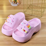 Slippers Fashion Platform Korean Version Increase Women's Shoes Wedge Cartoon Cute Outdoor Flip Flops Slides