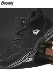 High-top Outdoor Casual Shoes Leather Men's Casual Sports Shoes Wear-resistant Non-slip Running Shoes Large Size Men's