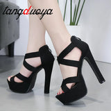 Spring Summer 14cm Fashion Thick With Sandals Fish Mouth High-heeled Shoes Hollow Sandals platform high heels sexy