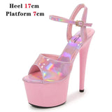 Dance Shoes Women Sexy Show Sandals 15 17 20CM High Heels Bright Color Platform Sandals Girls Shoe for Party Club