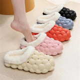 Women Winter Fur Warm Cotton Slippers Indoor Home Couple Funny Bubble Shoes Comfy Plush Non Slip House Slippers Woman Plus