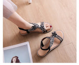 Women Flat Shoes Summer Luxury Designer Rhinestone Sandals Diamond Elegant Glitter Beach Sandals Black Silver Gold
