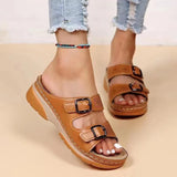 Women's Shoes on Sale 2023 Summer New Comfort Double Buckle Wedge Ladies Sandals Outdoor Beach Slippers Casual Slippers