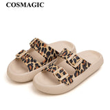 Summer Fashion Women Leopard Pattern Light EVA Sole Slippers Casual Double Buckle Non-slip Outside Home Slides