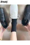 Fashion Women's Flat Shoes Spring Comfort Soft Sole Shoes Women's Casual Sneakers Lace Up Black White Shoes Women's