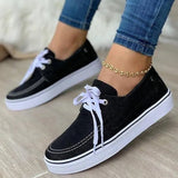 Woman Flats Women's Casual Vulcanized Ladies Comfortable Shoes Plus Size 42 43 2023 Lace Up Women Denim Canvas