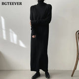 Turtleneck Full Sleeve Oversized Knit Dress Female 2021 Winter Vestidos Casual Thick Twisted Women Long Sweater