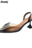 Summer New Rhinestone Butterfly Clasp Fashion High Heels Sandals for