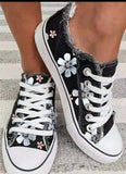 Woman Canvas Shoes Elegance Floral Print Women Vulcanize Shoes Fashion Lace Up Flat Sneakers zapatos de mujer