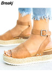 Wedges Shoes 2023 Trend Women High Heels Chaussures Platform Sandals Summer Footwear for Woman Leopard Plus Size 42