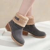 Boots Ladies Snow Boots Mid Boots Warm Platform Chunky Heel Cotton Boots Fur Suede Ankle Plus Size Zapatos De Tacón