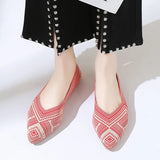 Fashion Slip on Mesh Loafers Breathable Stretch Ballet Shallow Flat Elegant Women Soft Bottom Pointed Toe Boat Shoes