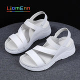 Summer Women's Sandals 2021 New Designer Ladies Genuine Leather White Silver Pink Platform Sandal For Women flip
