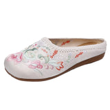 Breakj Single Slippers / Cotton Slippers Linen Tassel Embroidered Round Head Flat Cloth Shoes Sandals Embroidered Women's