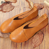 2023 Vintage Handmade Shoes Leather Flats Women Shoes Shallow Mouth Casual Fashion Women Shoes Plus