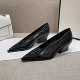 Spring Autumn New Waterproof Platform Solid Color Pointed Outwear Large Versatile Shallow Mouth Women's Shoes Single