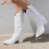 Cowboy Western Boots Great Quality 2023 Spring Summer Brand Design Shining Embroidery Fashion Mid-calf Boots