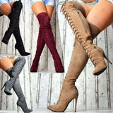 foreign trade style 2023 autumn and winter sexy thin heel super high heel pointed 40-43 knee high women's