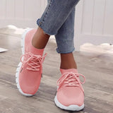 Women Sneaker Round Head Mesh Women Flat Shoes Breathable Trainer Walking Platform Buttom Casual Sneaker Lace Up Tenis