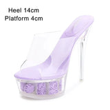 Slippers Women Shoes Super High Heels Plus Size Catwalk Transparent Sandals Women Pole Dance Platform Wedding