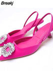 Summer New Rhinestone Pointed Toe Sexy Women Sandals Wear Baotou Set of Feet All-match Banquet Woman Sandals Flat
