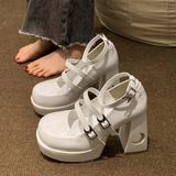 High Heels Women Shoes Thick Heels 2023 Spring New Bridesmaid Shoes Square Toe Thick Sole Shoes Platform