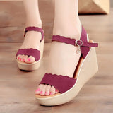 Heel Sandals Women's Summer 2023 New Style Comfortable Muffins Thick Soles Fish Mouth High Heel Waterproof Table Large Size Women's