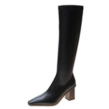 Boots Women's Rubber Shoes Rain Sexy High Heels High Sexy Luxury Designer Square Toe Winter Footwear