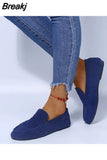 Fashion Women Shoes Woman Flats High Quality Suede Slip-On Shoes Pointed Toe Rubber Women Flat Shoes Ballet Plus
