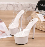 Platform Sandals Women High Heels 17CM Walking Show Outside Large Size Transparent Women ShoesSummer Wedding Pumps Thin