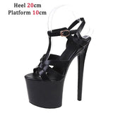 Sandals T-Strap Pole Dance Shoes Stripper Heels Platform Sandals Women Brand Weave Cross Peep Toe Summer Red