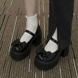Breakj Bow Small Leather Shoes Women In The Autumn And Winter Of 2025 New Thick-Heeled Thick-Heeled Mary Precious Shoes Sweet Cool JK Single