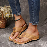 New Summer Flower Women's Sandals Car Line Non-slip Beach Shoes Large Size Flip Flops Wedges Comfortable Sandals Women