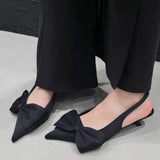 Breakj 2025 New Large Fashion Women's Shoes Black Bow Ornament Elegant High-Heeled Simple Muller Single