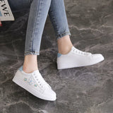 Breakj Spring And Summer New Embroidery Small White Shoes Net Red Flat Plate Shoes Women's College Wind Casual Single Shoes With Lazy