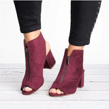 Woman Sandals Ladies Shoes Gladiator Casual Peep Toe Antiskid Bottom Zipper Med Thick Heels Wedding Sandalias Mujer