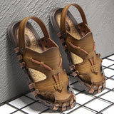 new Baotou cross border large men's Handmade casual sandals non slip outdoor beach vacation dual purpose