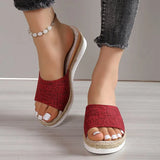 Breakj 2025 New Pine Cake Heel Toe Cool Slippers Cloth One-Word Drag Cloth Women's
