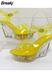 High Heeled Women Sandals 2023 European Style Sexy Nightclub Queen High Heel Crystal Pump Solid Color Lady Sandals