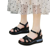 Out Buckle Sandals Women 2023 Summer New Dew Toe Casual Retro Flat Roman Sandals Women's