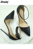 8cm 10cm 12cm high thin heels pointed toe ankle buckle strap customize party dating elegant cozy women pump YG078
