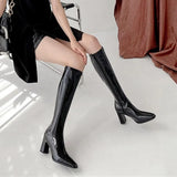 Platform Knee High Boots Women High Heels Thigh High Boots PU Leather Shoes Fashion Autumn Winter Block Heel Long