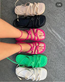 Platform Sandals for Women Casual Rubber Sole Non-slip Women Shoes Comfortable Peep Toe Rivet Beach