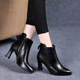 Stiefel Women Classic High Quality Black Pu Leather High Heel Boots Ladies White Autumn Winter Long Boots Botas